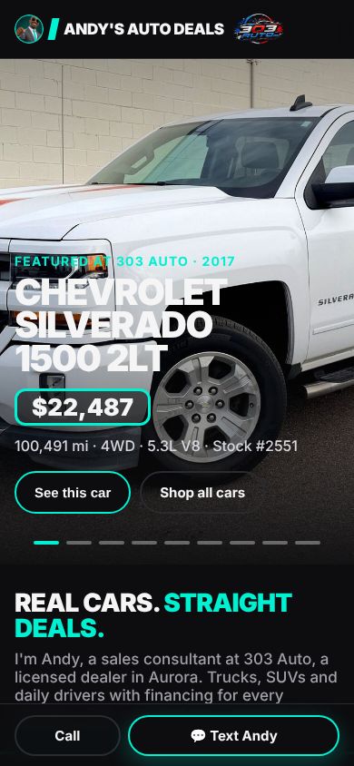 The same website on a phone